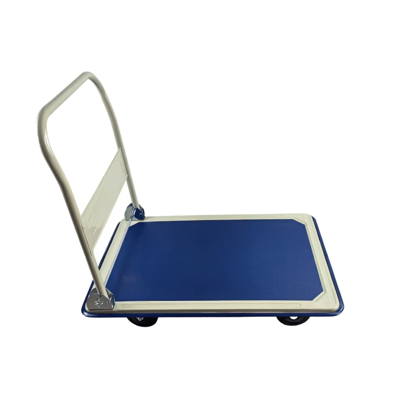 OEM Portable 250 Kilogram Capacity Four Wheel Wheeled Flat Handled Steel Plastic Folding Household Trolley