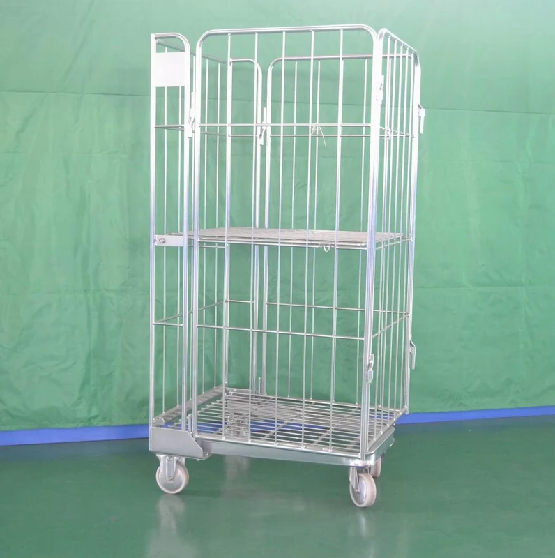 OEM Steel Supermarket Heavy Duty 500kg Capacity Roll Cage Container Durable Foldable Lockable Weather Resistant