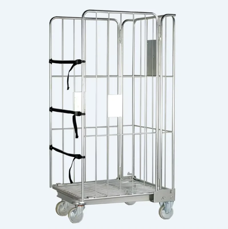 OEM Supplier’s Heavy Duty Collapsible Supermarket Trolley Foldable Steel Wire Roll Cage Container Hot Dip Galvanized