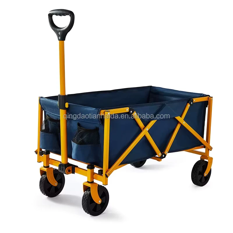 OEM Supported Portable Foldable Utility Wagon Cart Garden Shopping Cart for Outdoor Camping