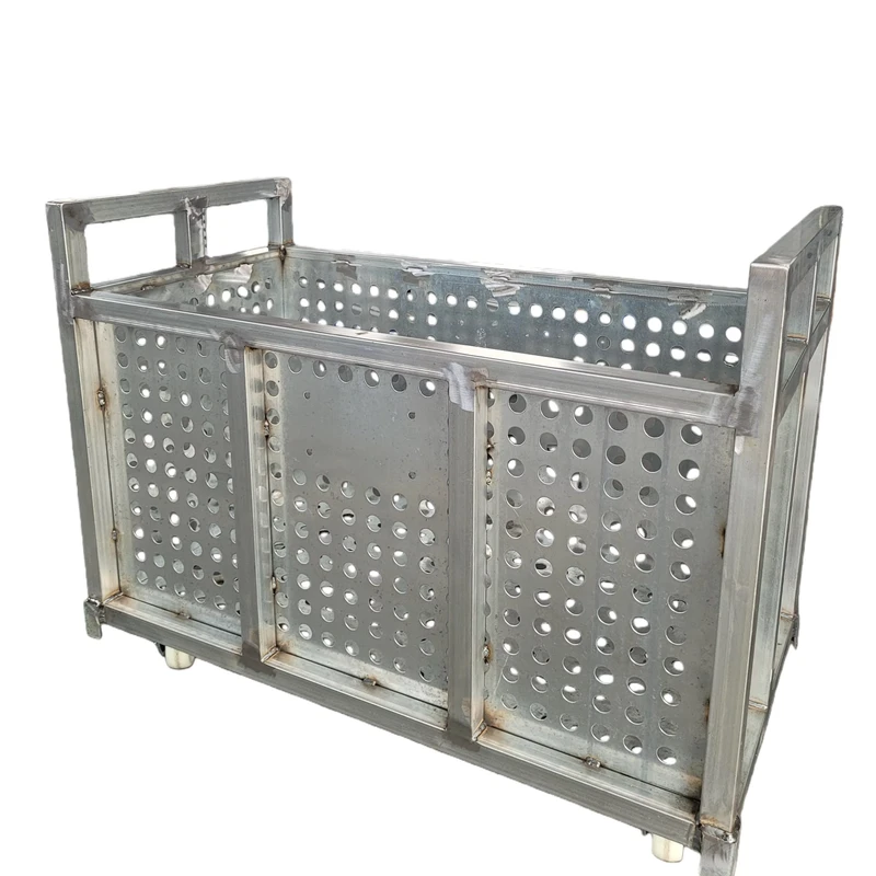 OMEGATRUSS Steel Silver Durable Stackable High Load Heavy Duty Cable Cage Wheels Mesh Structure Utility Cart Dolly Trolley