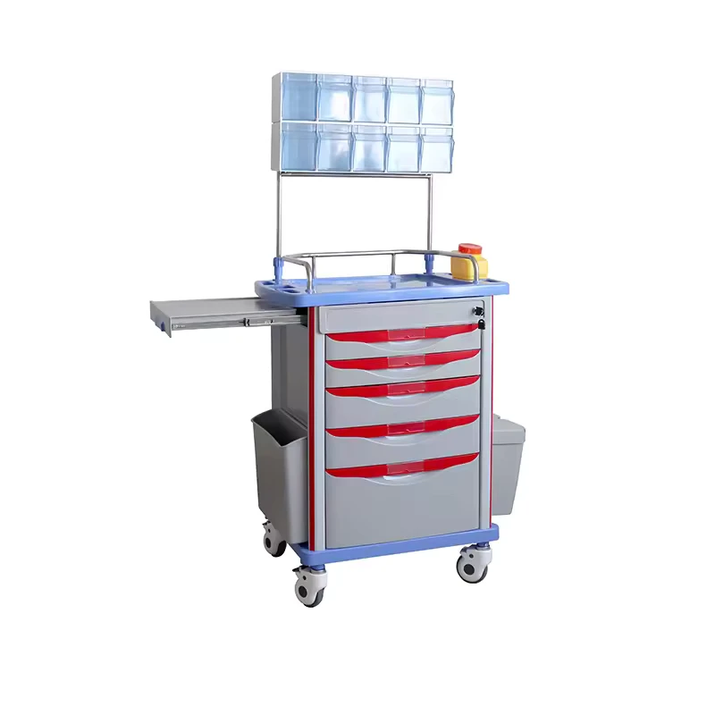 ORP 601AT20 Hospital Emergency Anesthesia Trolley ABS Material Soundproof Mute Casters 5 Drawers Central Lock