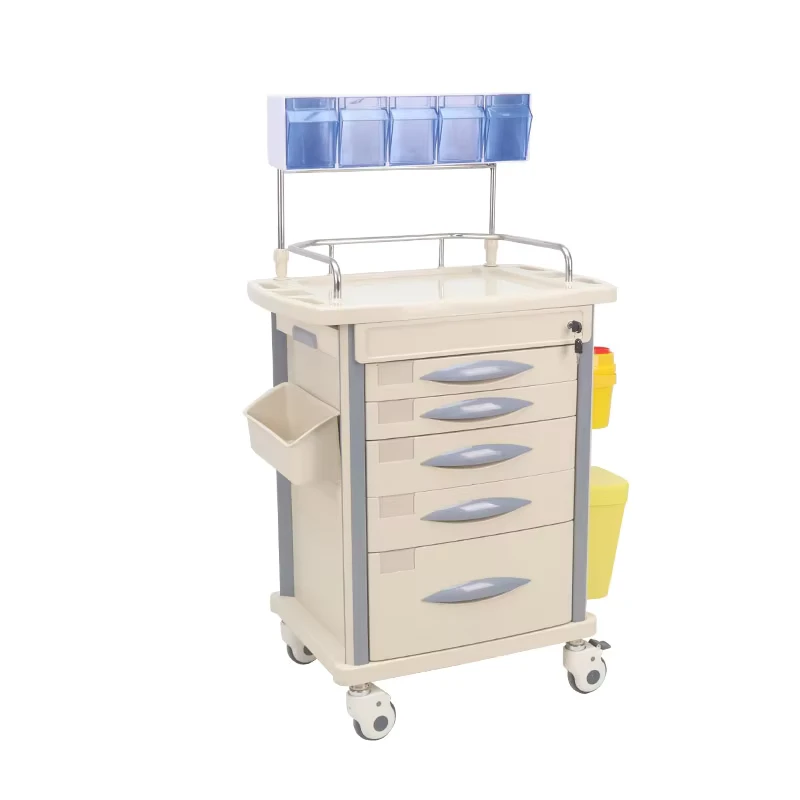 ORP AT75049 Modern ABS Plastic Hospitals Clinics Crash Emergency Cart Medical Trolley Aluminium Alloy Upright Column