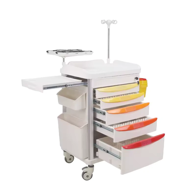 ORP ET67A Multifunction Plastic Hospital Trolley with Aluminium Alloy Upright Column and Mute Caster Wheels