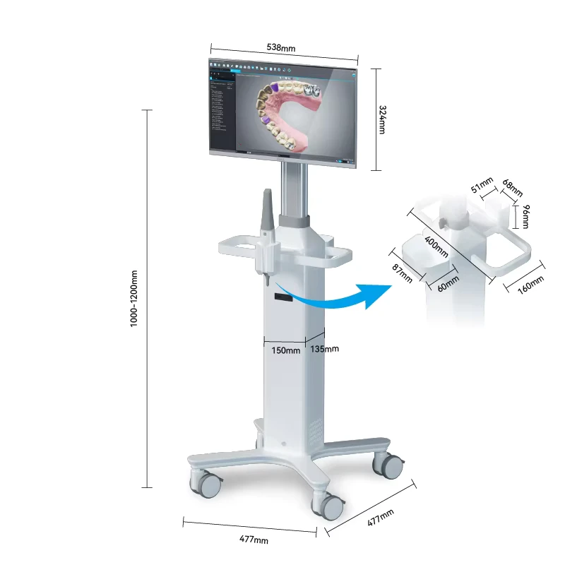 OS 6Pro Compact Dental Mobile Cart Aluminum Alloy PC Design for Hospital Applications