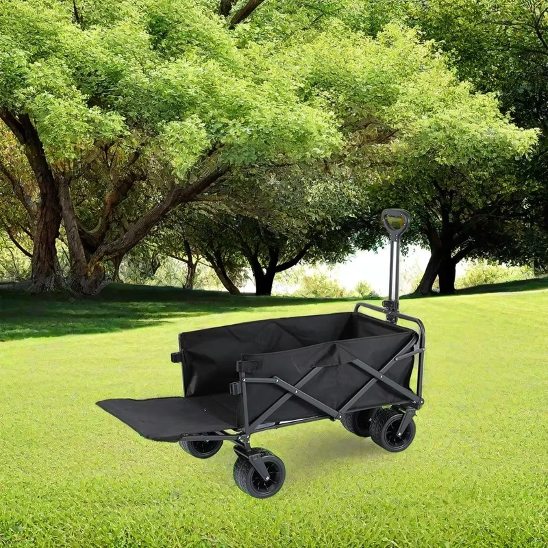 One Stop Camping Wagon Cart Stainless Steel Foldable Rear Opening Collapsible Cart for Convenient Outdoor Adventures