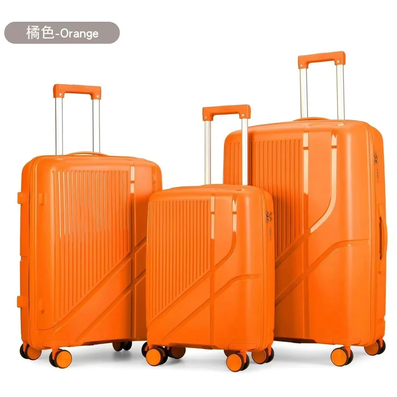 Orange Three piece Luggage Set 20 24 28 inch Large Capacity Travel Trolley Suitcase Factory Direct Salescustomization Available