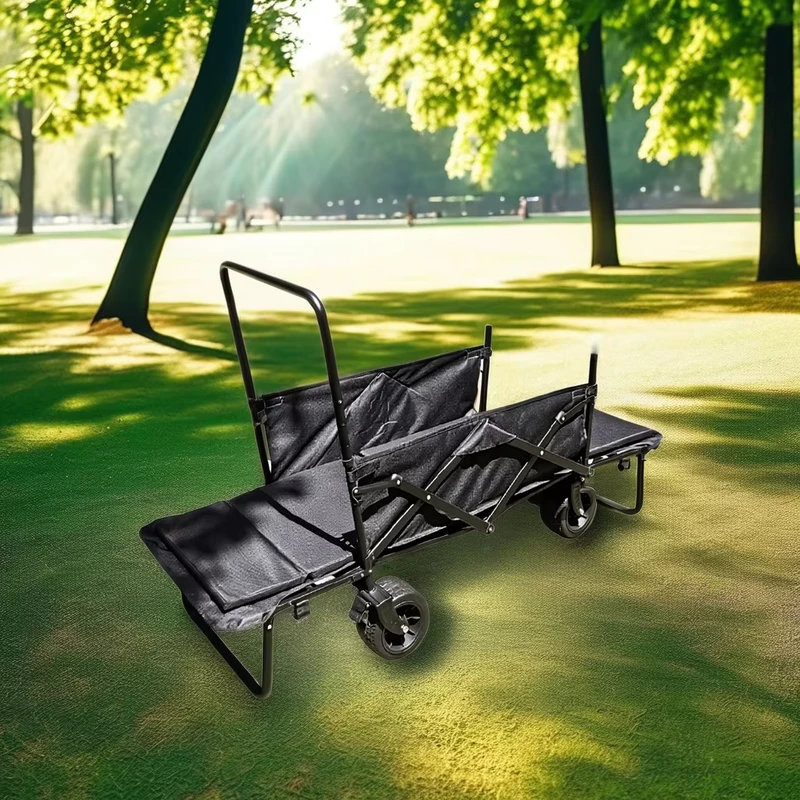 Outdoor 4 Wheel Folding Double Open Camper Cart for Children Camping Home Shopping & Stall Use