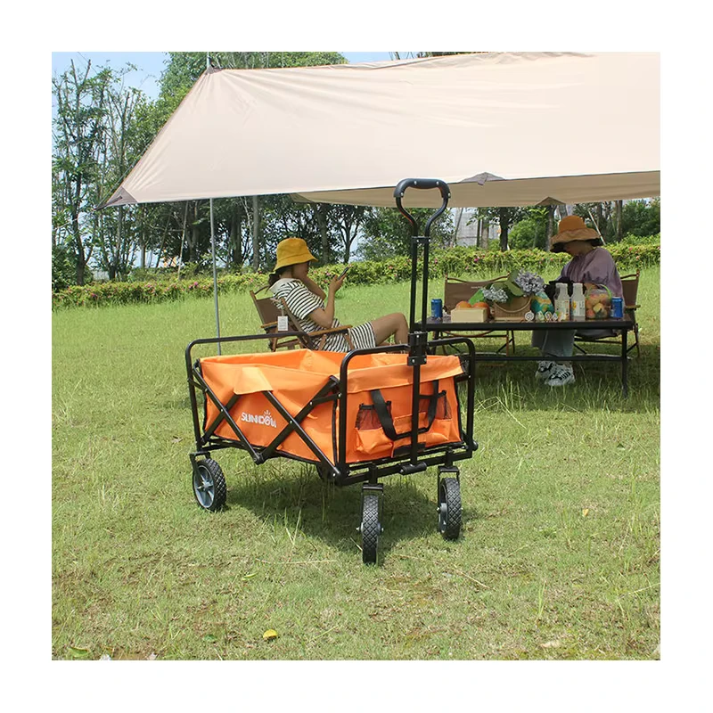 Outdoor 4 Wheeled Trolley Cart Camping Beach Folding Wagon Cart