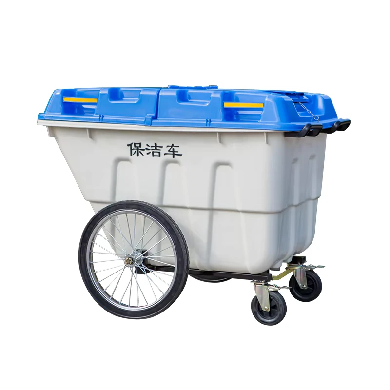 Outdoor 400 Liter L Plastic Garbage Waste Bin Cart Dust Bin With Wheels