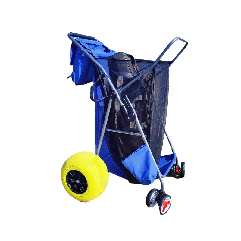 Outdoor Aluminium Trolley With 2 Balloon Wheel Tires Fishing Beach Cart Fishing Rod Cart
