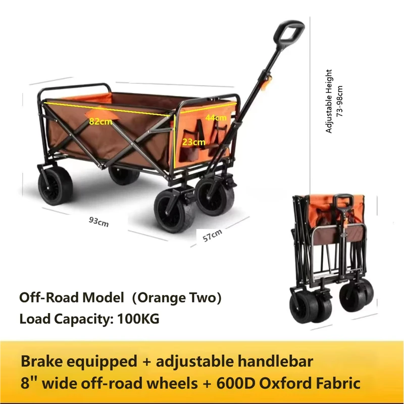 Outdoor Camper Folding Camping Small Trailer 4 Wheel Oxford Cloth Lightweight Multi Color Simple Trolley