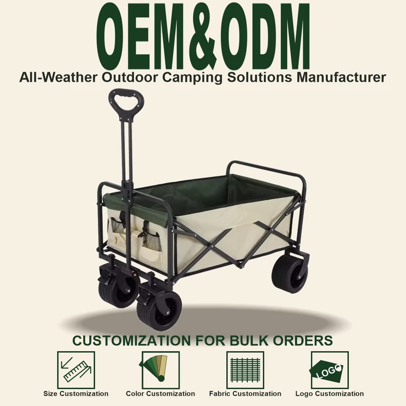 Outdoor Camping Car Foldable Stalls Small Cart Rear Door Large Capacity Shopping Pulling Cart Portable Camp Trailer Caster