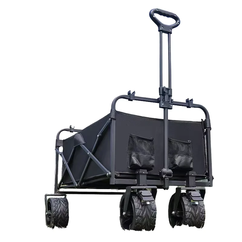 Outdoor Camping Car Portable Picnic Storage Platform Four Wheel Folding Trolley Small Trailer High Carbon Steel 600D Oxford