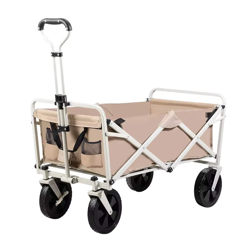 Outdoor Camping Cart All Metal Camp Trailer Foldable Stall Small Trolley Lightweight Traveling Picnic Camping Car