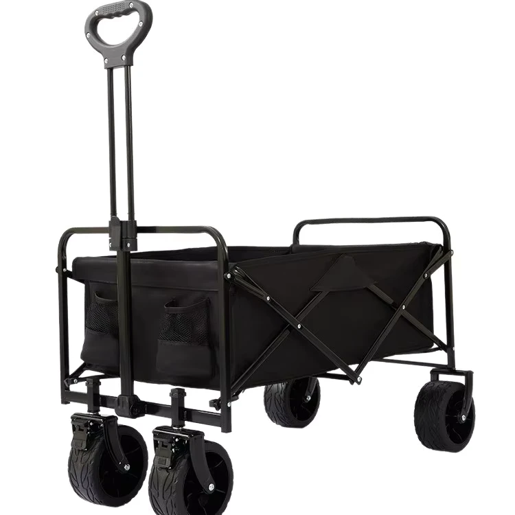 Outdoor Camping Foldable Hand Cart with Four Wheel Storage Utility Cart OEM Customizable for Home & Campsite Use