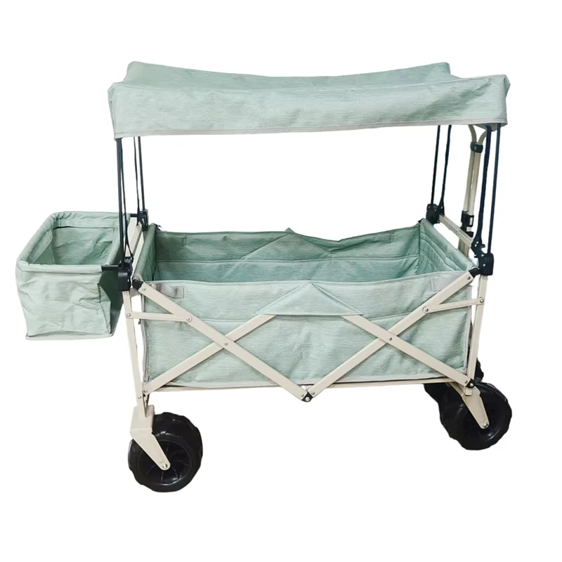 Outdoor Camping Foldable Trolley Wagon Cart With Removable Canopy