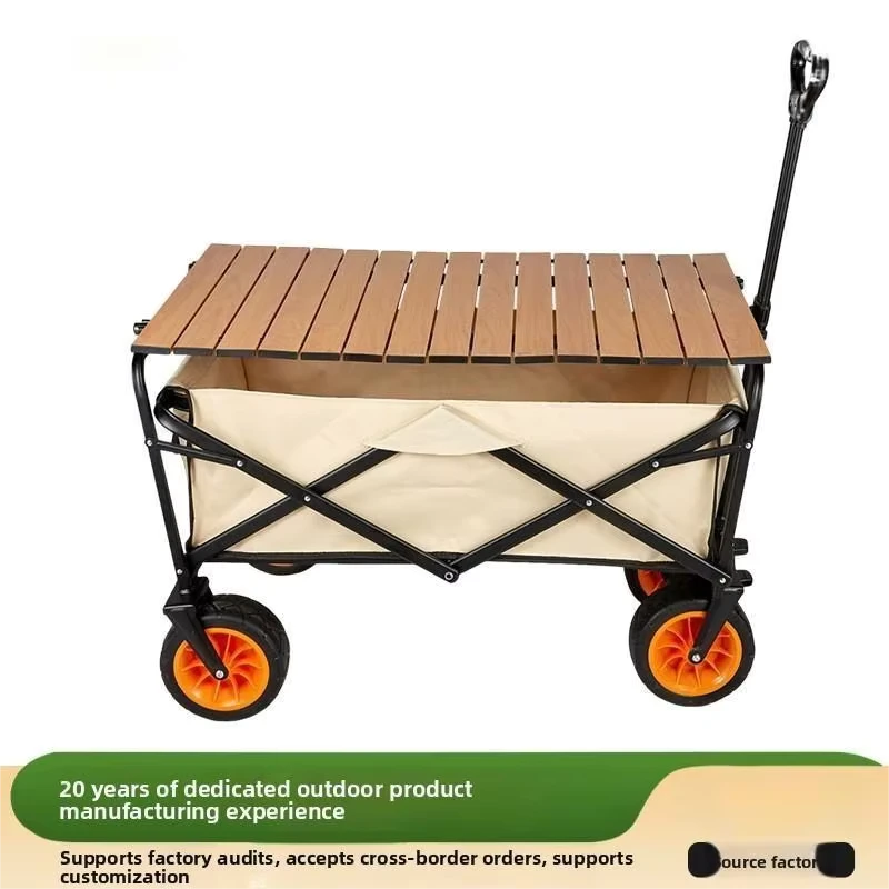 Outdoor Camping Folding Campervan Portable Grocery Shopping Cart Luggage Tool Cart Fishing Gear Moving Small Trailer ZF H005