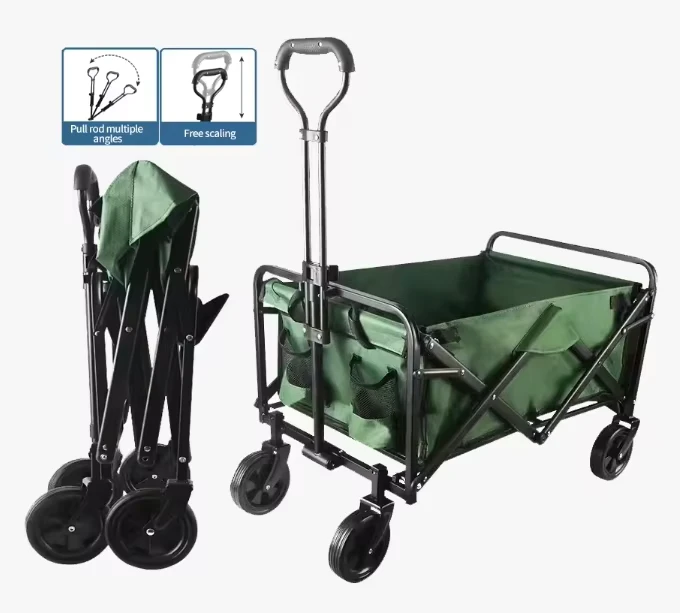 Outdoor Camping Folding Campsite Small Trailer Hand Pull Cart Folding Wagon for Garden Essential