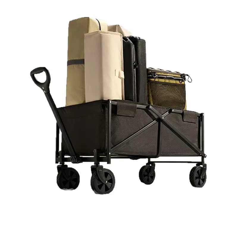 Outdoor Camping Folding Trolley Large Capacity Food Buying Stall Hand Trolley Portable Trailer Swivel Wheel Camping Camp