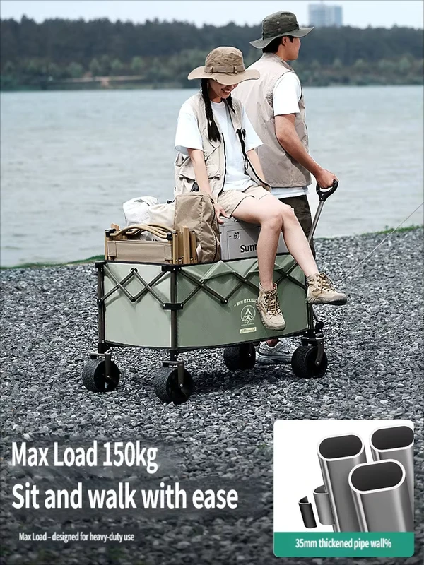 Outdoor Camping Gathering Vehicle Off road Wheel Camping Vehicle Portable Folding Stall Cart