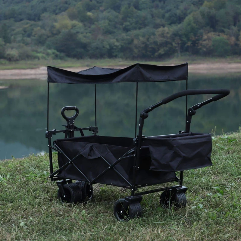 Outdoor Camping Picnic Foldable Four Wheel Trolley with Sunshade OEM Trailer