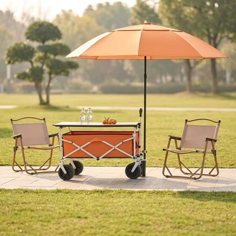 Outdoor Camping Street Vending Dual Use Foldable Picnic Cart Portable Multi Functional Trolley Small Trailer Stalls Cart Wagon