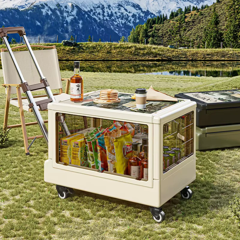 Outdoor Camping Stroller Foldable Storage Box Portable Pull Cart Picnic Supplies With Wheels Shopping Trolley