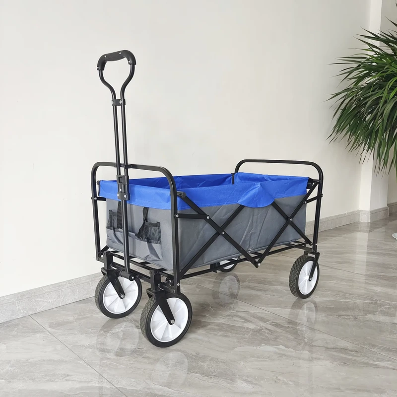 Outdoor Camping Trolley 8 Inch Four Wheels Folding Wagon Stroller Collapsible Service Cart