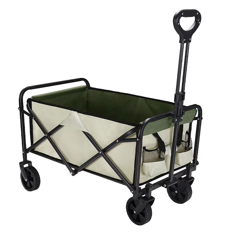 Outdoor Camping Wagon All Terrain Pull Cart with Mesh Sides for Gear Transport Shopping Trolleys Cart