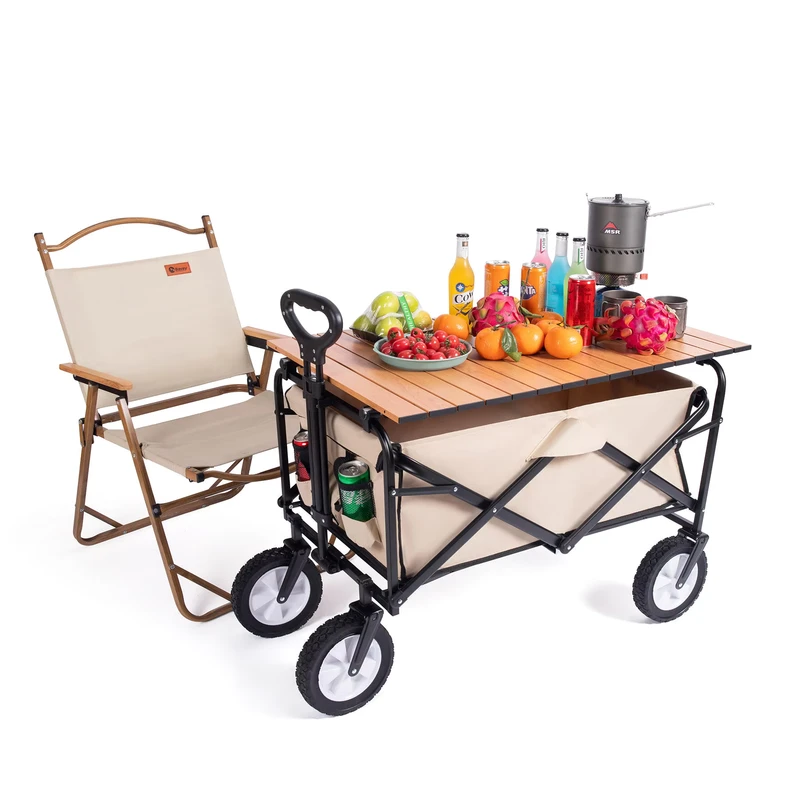 Outdoor Camping Wagon Foldable & Portable Large Capacity Cart for Shopping Picnic Camping and Stall Vending