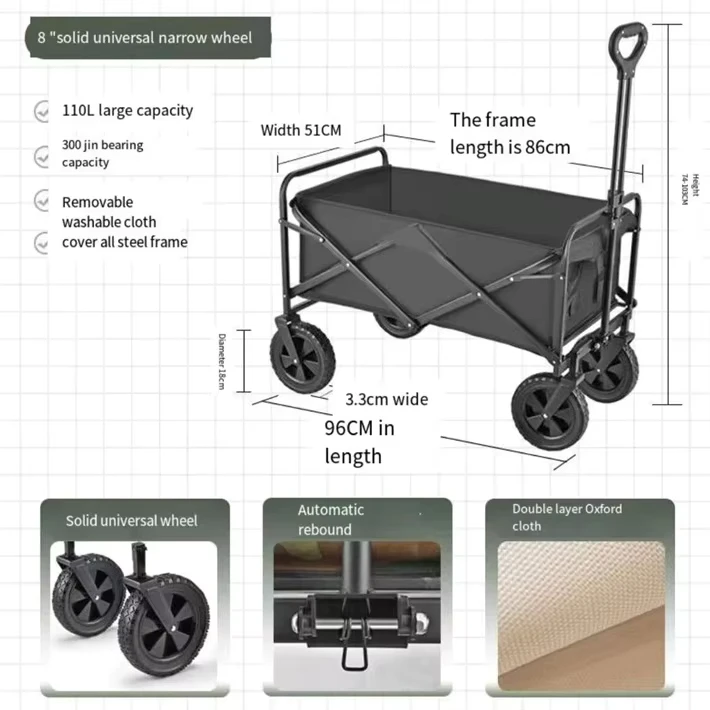 Outdoor Cart Camping Trailer Trolley Multi function Portable Folding Trolley