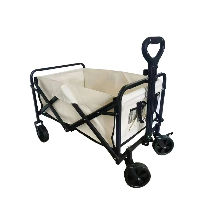 Outdoor Children’s Camper Folding Picnic Travel Cart Swivel Wheels Metal Frame Telescopic Handle Portable Stall Trolley