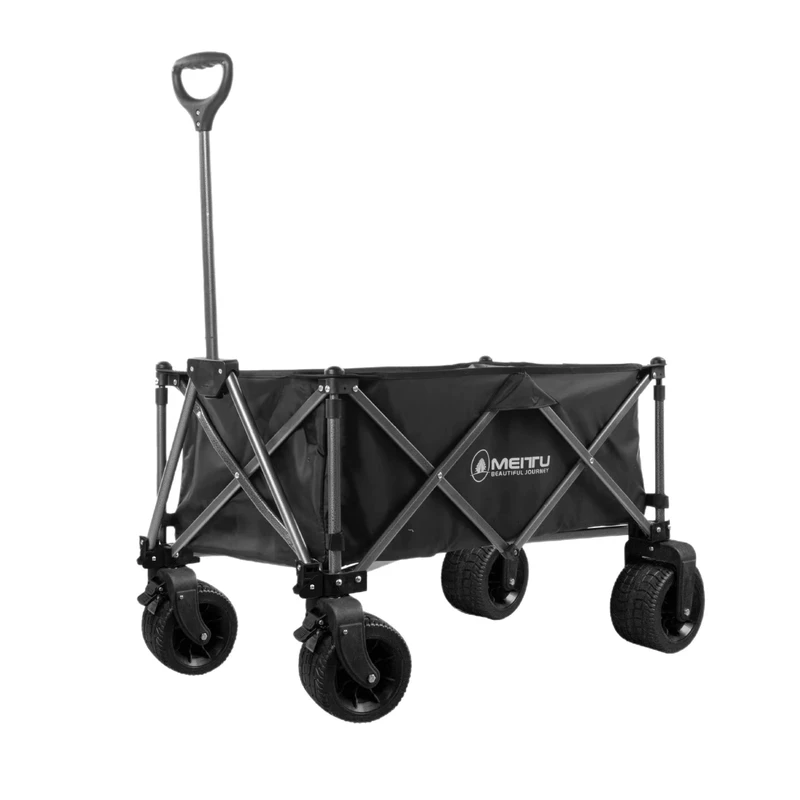 Outdoor Collapsible Camping Cart 4 Wheels Foldable Design for Setting Stalls Tent Camping Large Capacity Tabletop