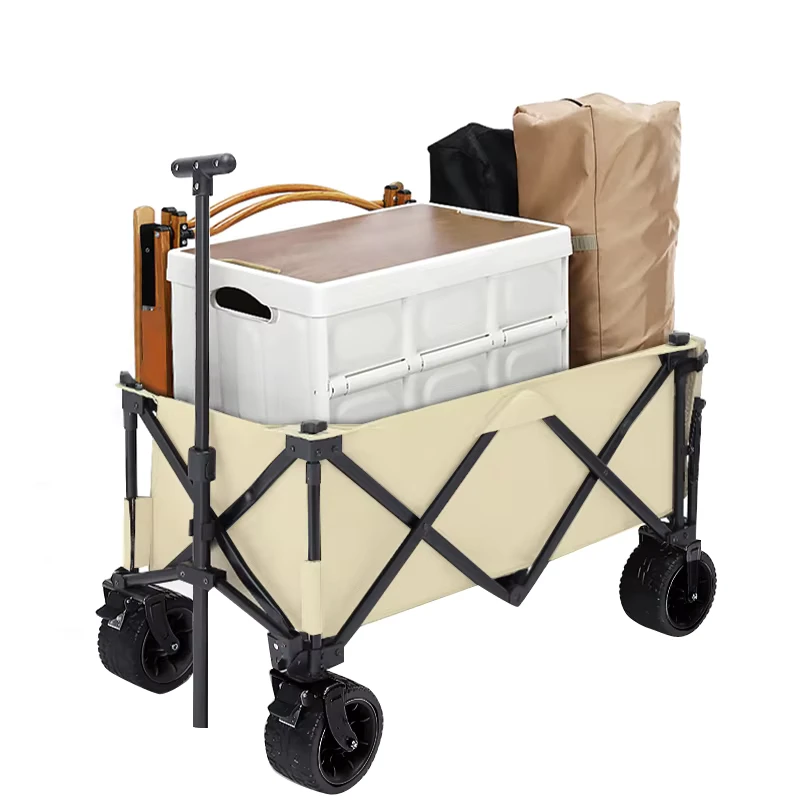 Outdoor Collapsible Camping Cart 600D Oxford Metal Utility Shopping Garden Beach Folding Wagon