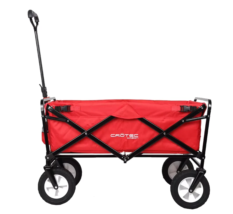 Outdoor Collapsible Garden Utility Rolling Cart Foldable Camping Beach Trolley Wagon With Wide Wheels for Shopping and Storage