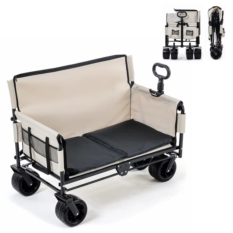 Outdoor Collapsible Stainless Steel Folding Four Wheel Shopping Trolley Platform Wagon Sofa Cart Storage Tools Industrial