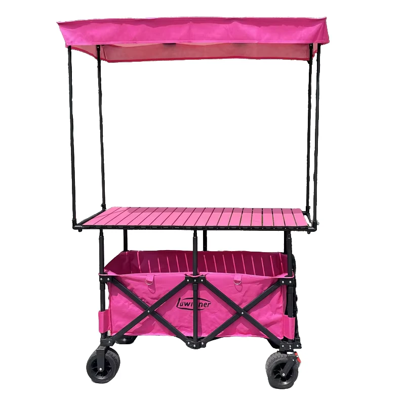 Outdoor Custom Wide Wheel Folding Cart Garden Wagon Beach Folding Camping Wagon with Removable Sunshade Wagon Stroller