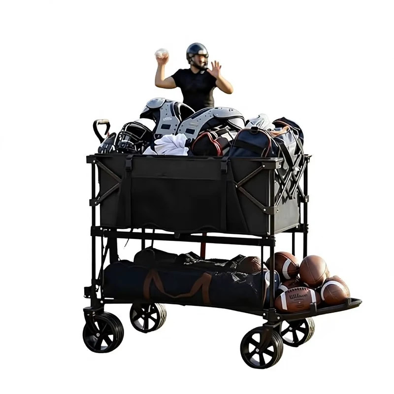 Outdoor Double-layer Extra-large Camping Cart Trailer Foldable Compact Travel Picnics Campgrounds Portable Model 002
