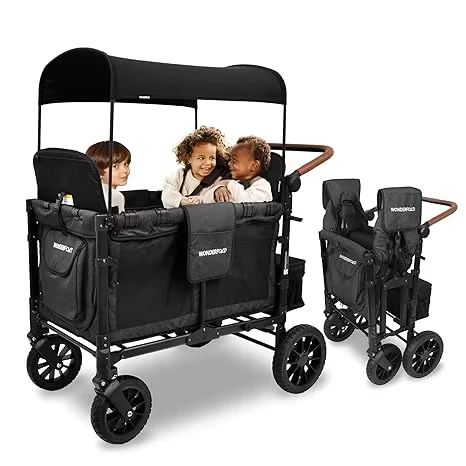 Outdoor Foldable Camping Cart W4 Children’s Cart Double Seat Children’s Mobility Scooter