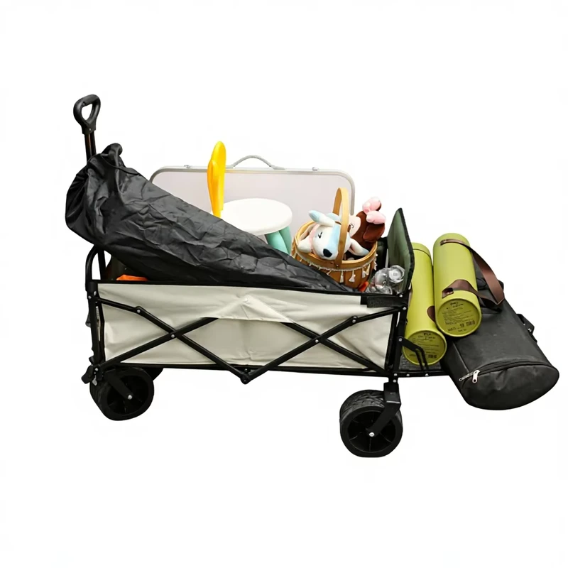 Outdoor Foldable Camping Wagon Picnic Cart Portable Pull Cart with Handle for Beach Garden and Shopping