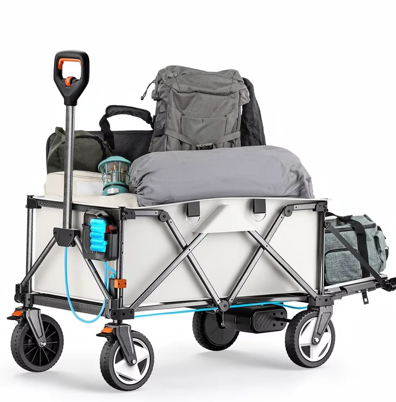 Outdoor Foldable Rear Open Camping Cart Large Load Bearing Outdoor Camping Stall Handcart