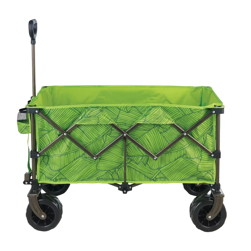 Outdoor Foldable Steel Garden Trolley Beach Cart with Storage Bag Equipped with Tool Drink Rack Four Wheel Waterproof Design