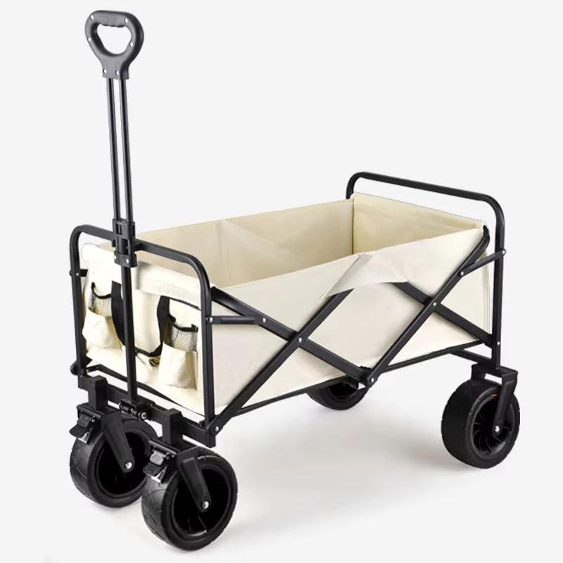 Outdoor Folding Camp Cart Garden Wagon 4 Wheel Camping Cart Kids Beach Portable Storage Hand Trolley Carts