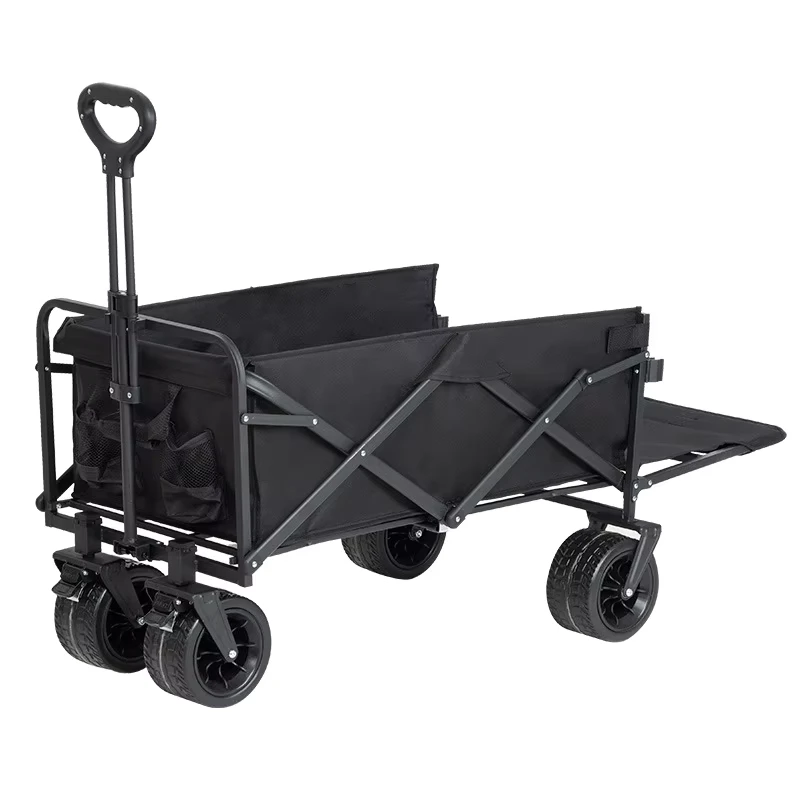 Outdoor Folding Table Board Camping Cart Delivery Hand Pull Trailer Picnic Rear Opening Large Capacity Folding Camping Cart