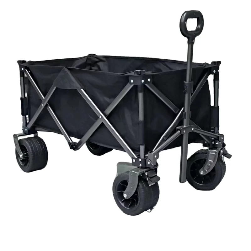 Outdoor Folding Trolley Camping Trailer Steel Oxford Material 90x50x55cm Camping Picnic Shopping Stall Use