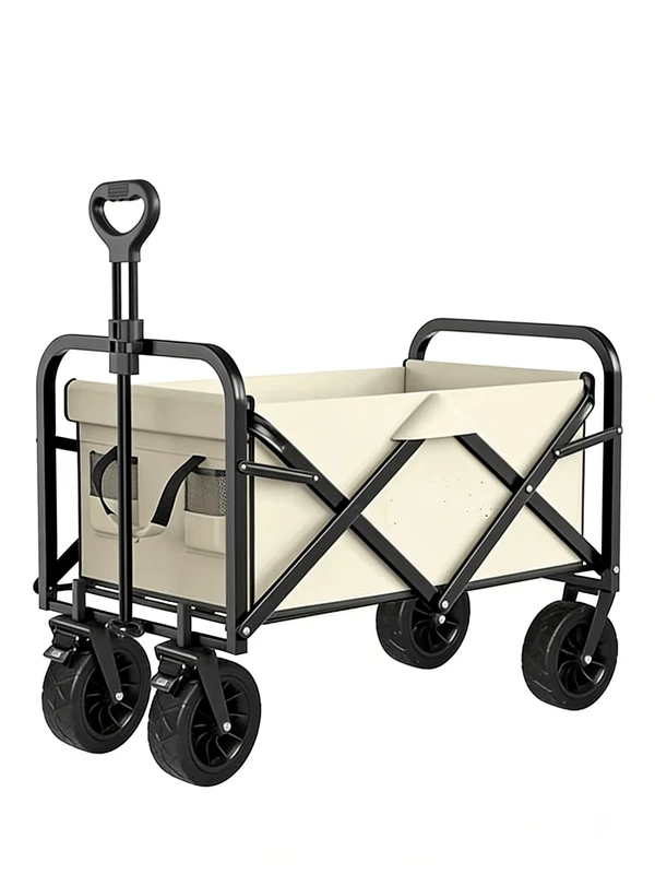 Outdoor Folding Utility Wagon Cart Four Wheel Collapsible Heavy Duty Portable Platform Shopping Garden Beach Sports Camping