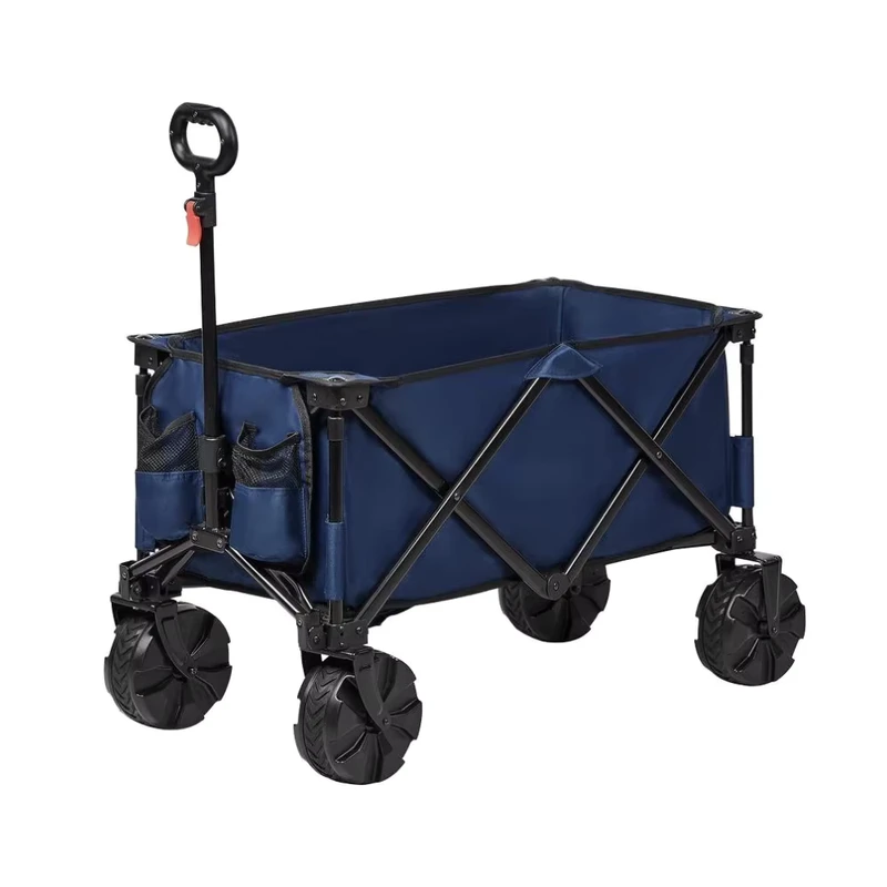 Outdoor Folding Utility Wagon Cart with Four Wheel Collapsible Heavy Duty Portable Shopping Garden Beach Sports Camping Cart