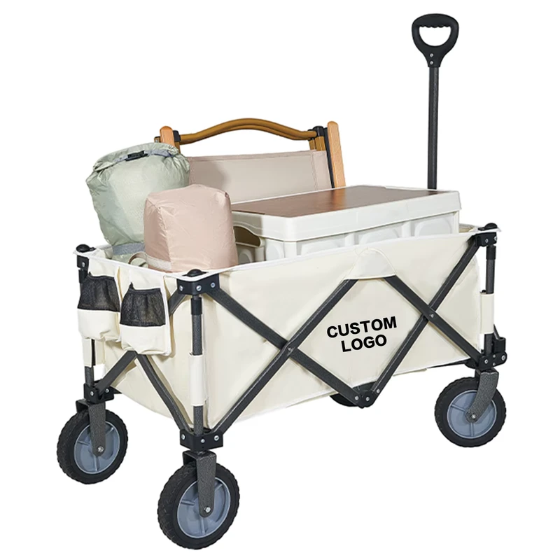 Outdoor Folding Utility Wagon Trolley Cart for Camping Garden Picnic Beach with OEM Customizable Four Wheel Platform Structure