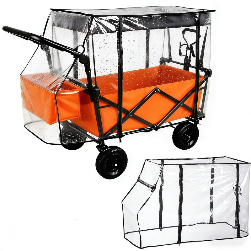 Outdoor Folding Wagon Cart with Waterproof Cover Heavy Load Garden Camping Beach Wagon Custom Available